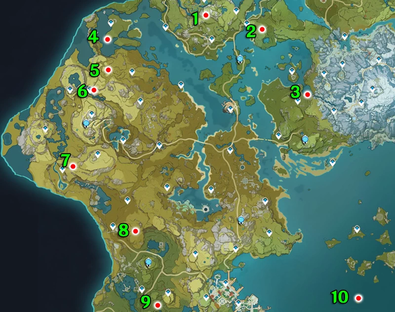 Усыпальницы Ли Юэ на карте мира Геншин Импакт